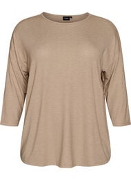 Jerseyblus med 3/4-&auml;rm, Beige