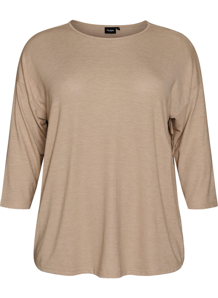 Jerseyblus med 3/4-&auml;rm, Beige, Packshot image number 0
