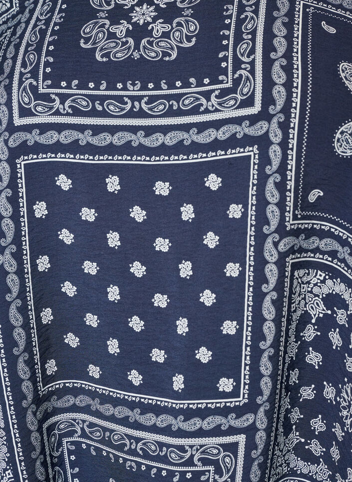 Blus i viskos med paisleym&ouml;nster och ballong&auml;rm, Bl&aring;, Packshot image number 2