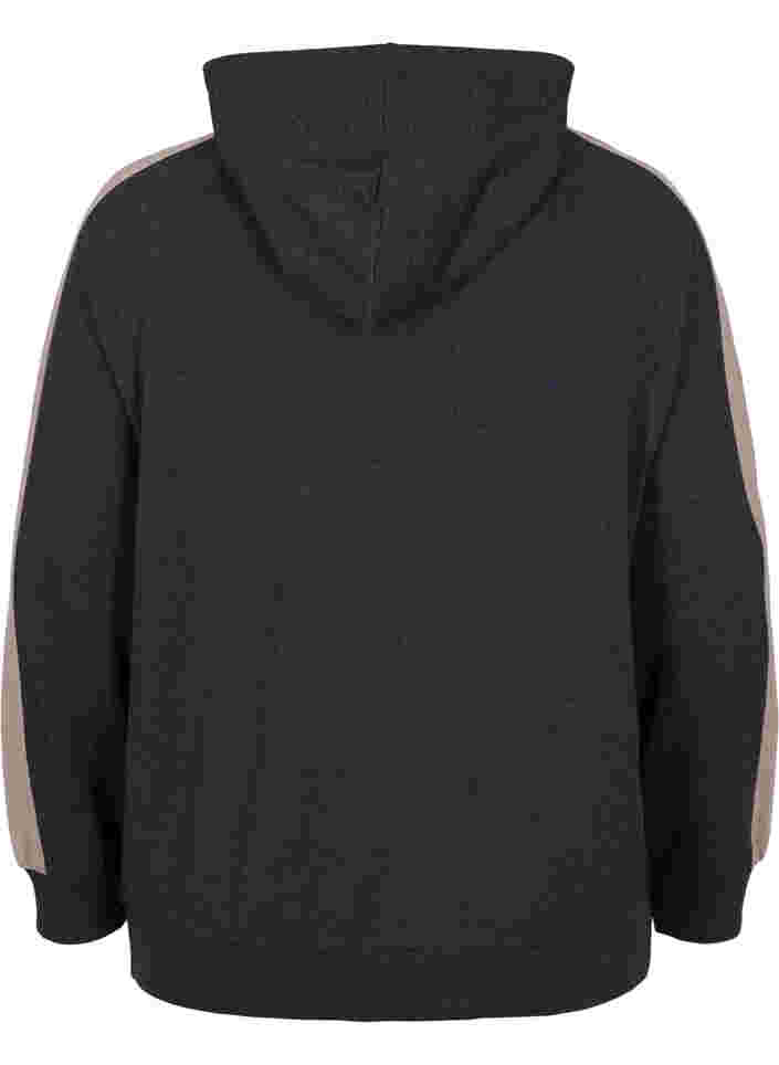 Sweatshirt med dragkedja och huva, Black, Packshot image number 1