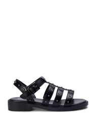 Bred sandal med nitar, Svart