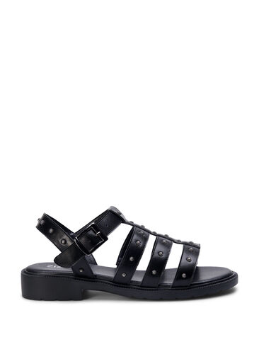 Bred sandal med nitar, Black, Packshot image number 0