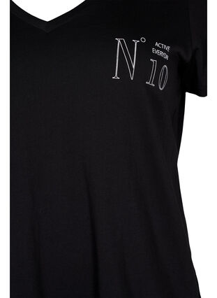 Tränings t-shirt i bomull med tryck, Black w. No. 10, Packshot image number 2