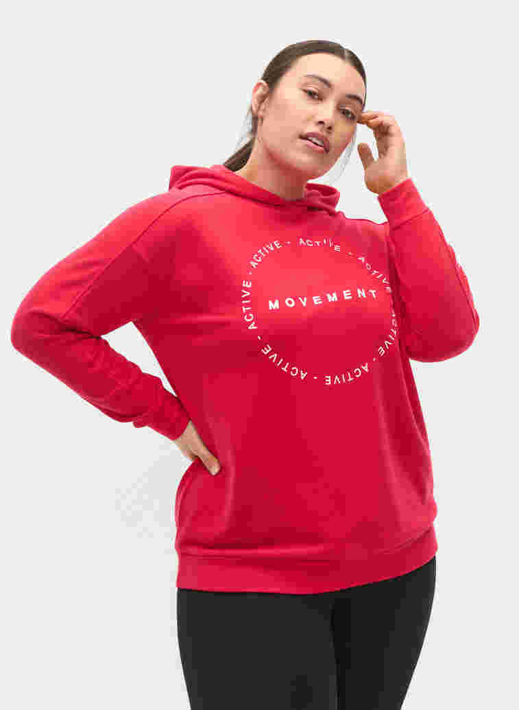Sweatshirt med huva och texttryck, Barberry, Model image number 0