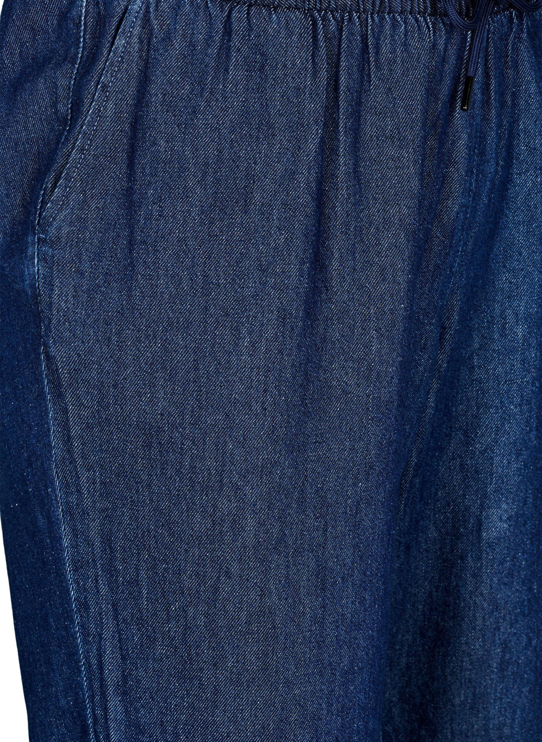 Zizzi Jeans med rak passform och res&aring;r i midjan, Bl&aring;, Packshot image number 2