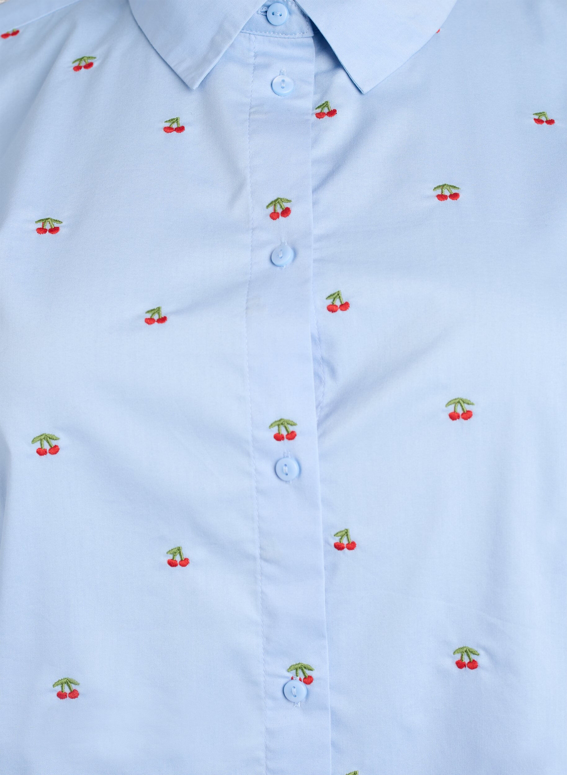ZizziSkjorta med broderade k&ouml;rsb&auml;r, Bl&aring;, Packshot image number 2