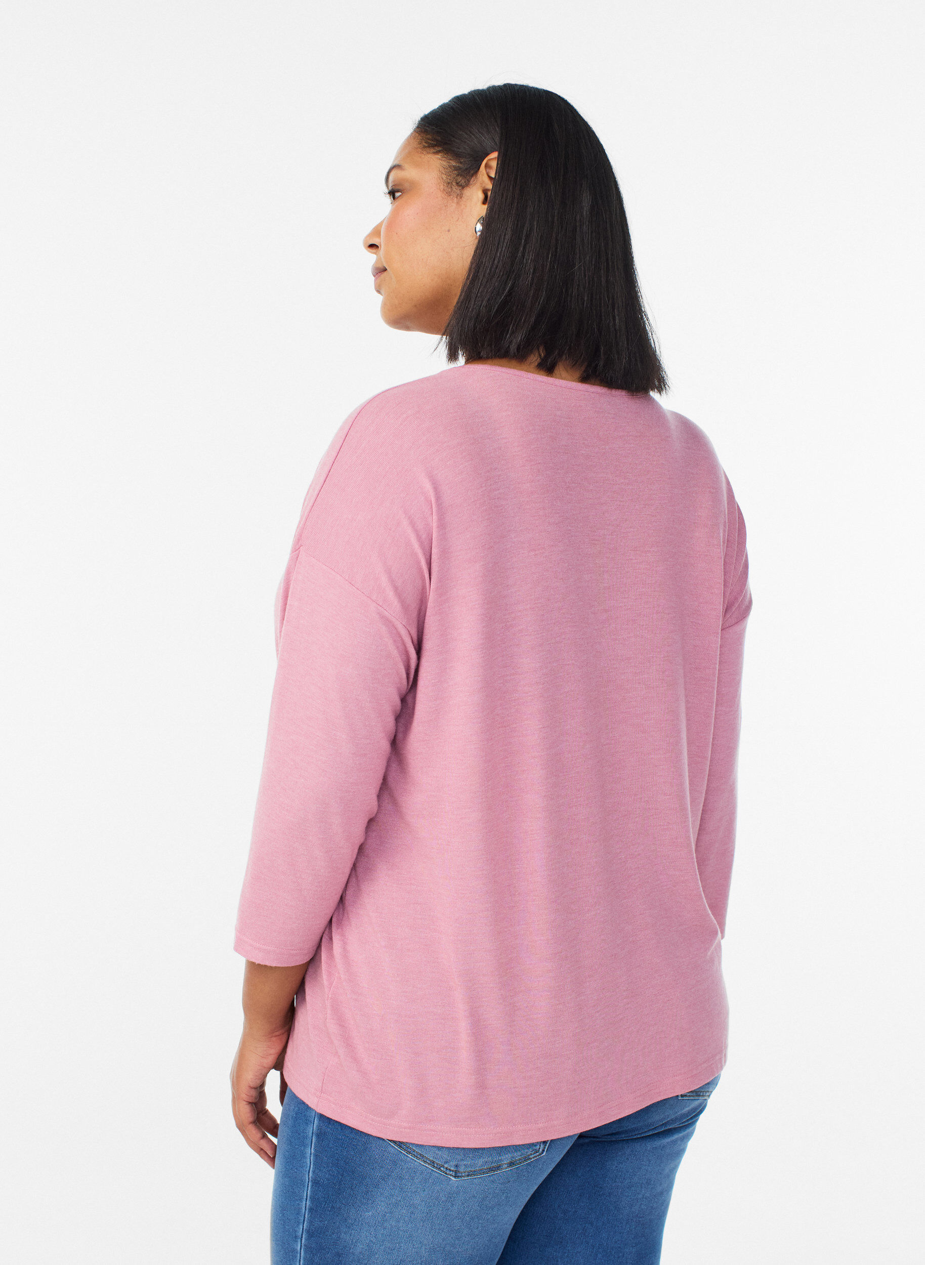 Zizzi Jerseyblus med 3/4-&auml;rm, Rosa, Model image number 2