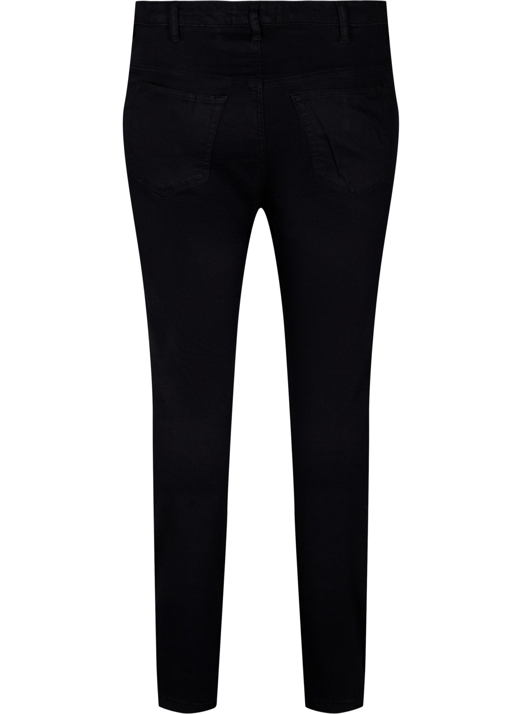Zizzi Super slim Amy jeans med sn&ouml;rning fram, Black, Packshot image number 1