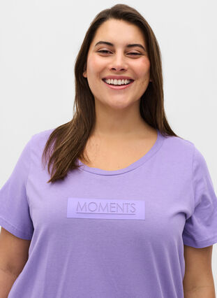 T-shirt i bomull med tryck , Paisley Purple TEXT, Model image number 2