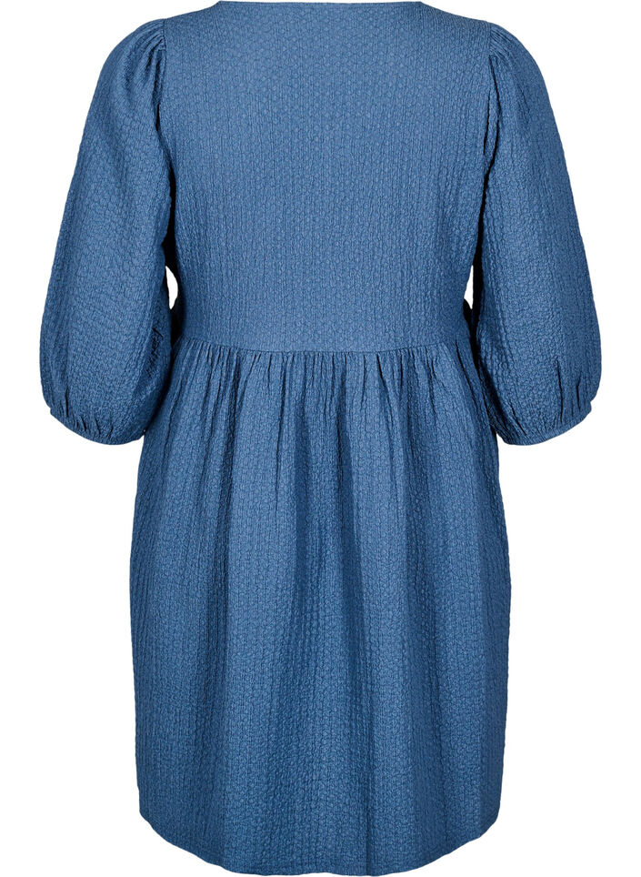 FLASH - Kort klänning med struktur och 3/4-ärmar, Sargasso Sea, Packshot image number 1