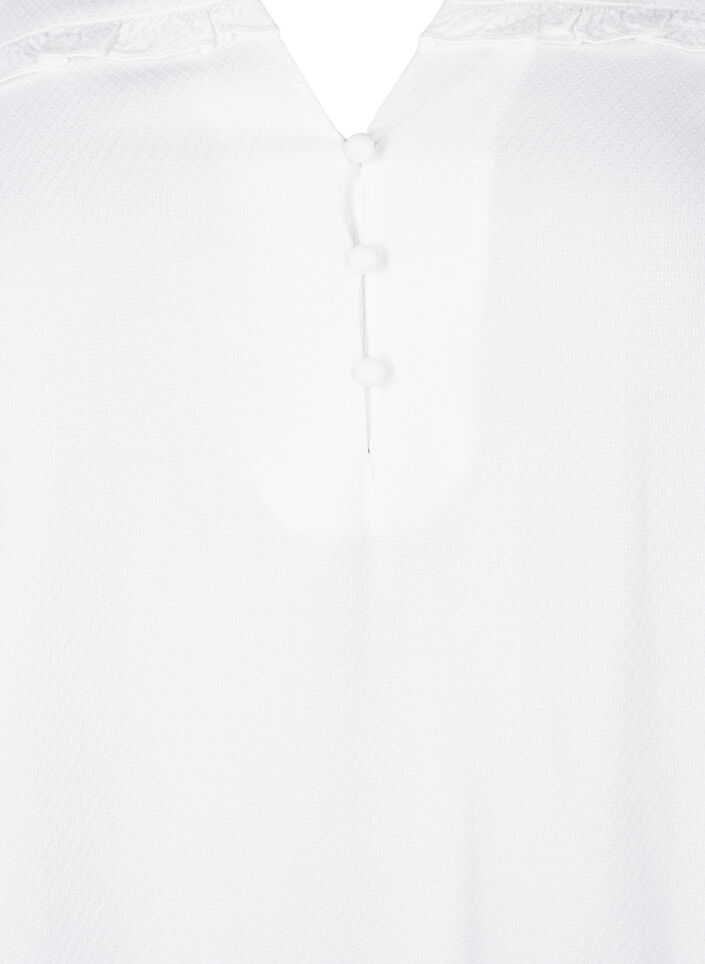 Blus i viskos med smock- och volangdetaljer, Bright White, Packshot image number 2