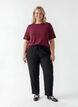 Kort&auml;rmad v&auml;vd blus med rund hals, R&ouml;d, Model image number 1