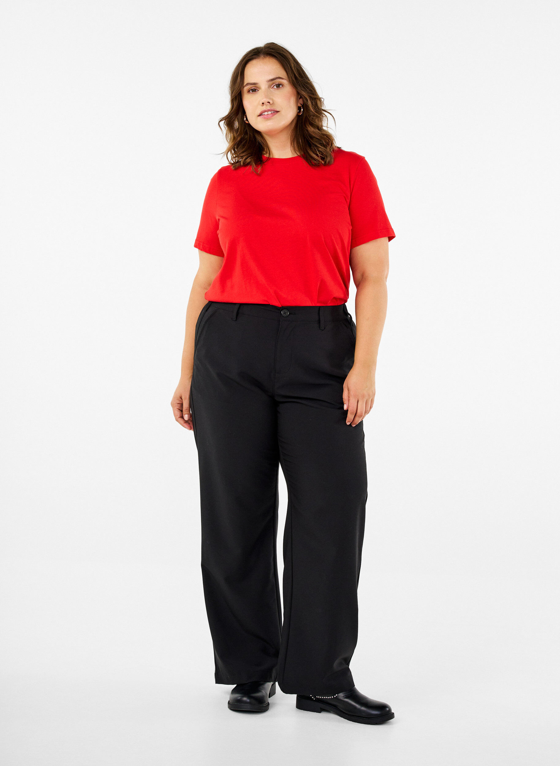 ZizziEnkel t-shirt i bomull med rund halsringning, R&ouml;d, Model image number 1