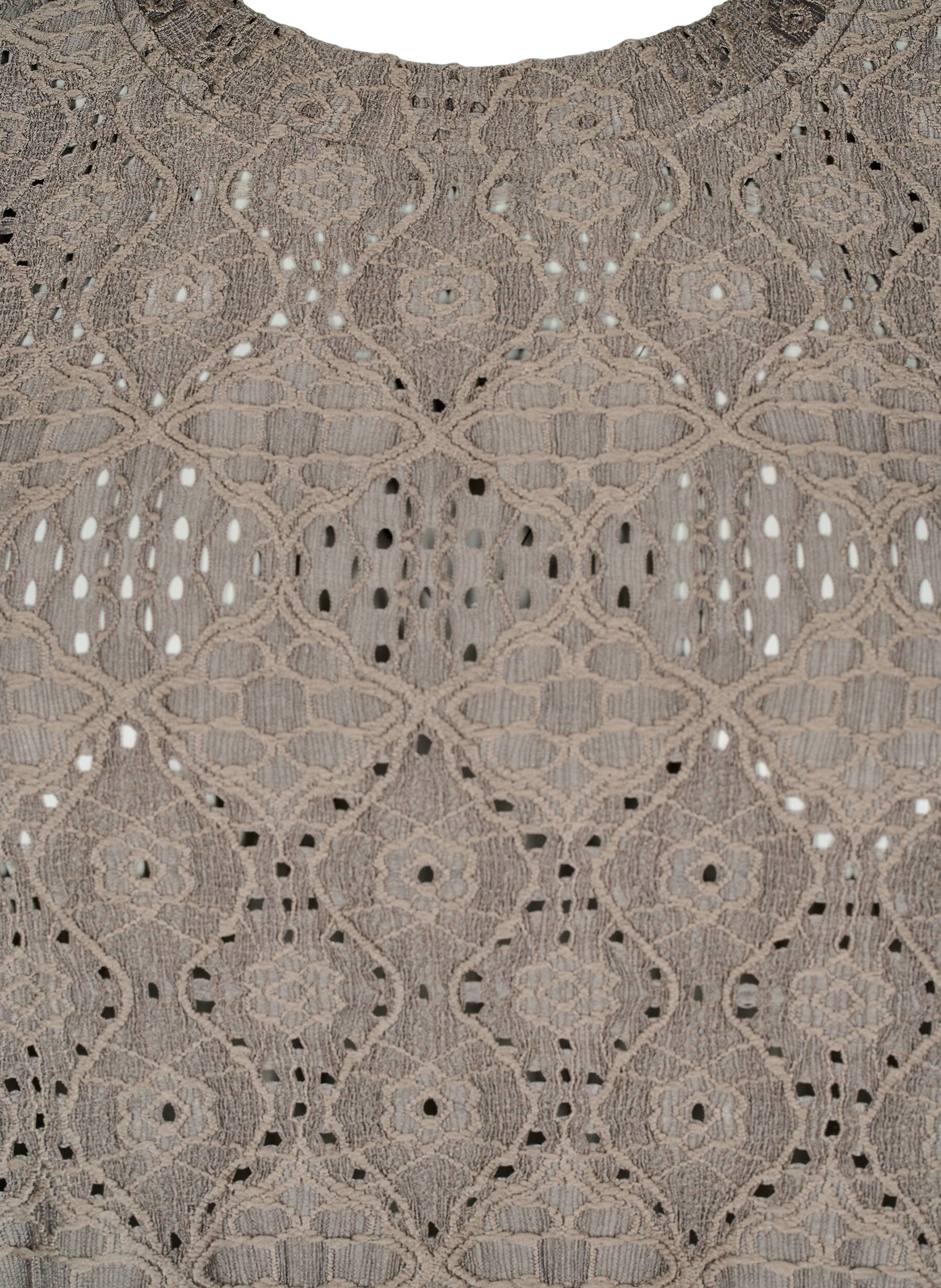 Zizzi L&aring;ng&auml;rmad blus med h&aring;lm&ouml;nster, Brun, Packshot image number 2