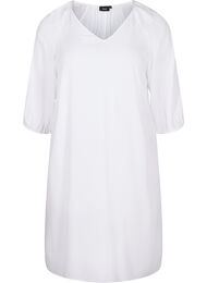 Viskosklänning med v-ringning, Bright White