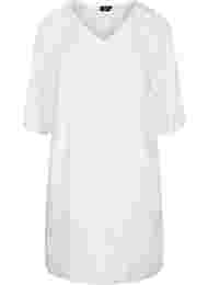 Viskosklänning med v-ringning, Bright White