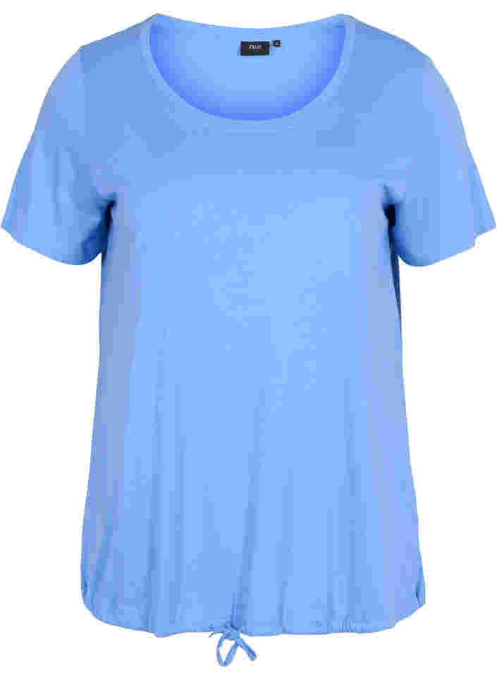 Kortärmad t-shirt med dragsko i nederkant, Ultramarine, Packshot image number 0