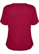 Blus med spetsinf&auml;llning och ballong&auml;rmar, R&ouml;d, Packshot image number 1