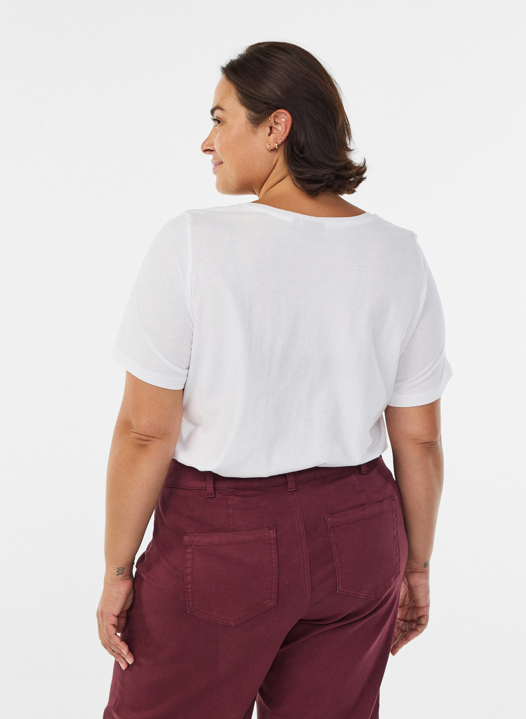 Zizzi T-shirt med tryck, Vit, Model image number 2