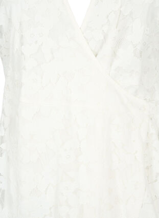 Omlottklänning med spets och korta ärmar, Bright White, Packshot image number 2