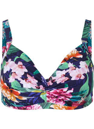 Blommig bikinitopp med bygel, Flower Print, Packshot image number 0