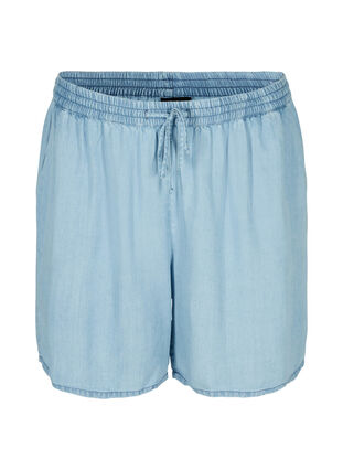 Shorts med lös passform och fickor, Light blue denim, Packshot image number 0