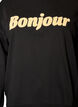 Sweatshirt med textmotiv i boucl&eacute;, Svart, Packshot image number 2