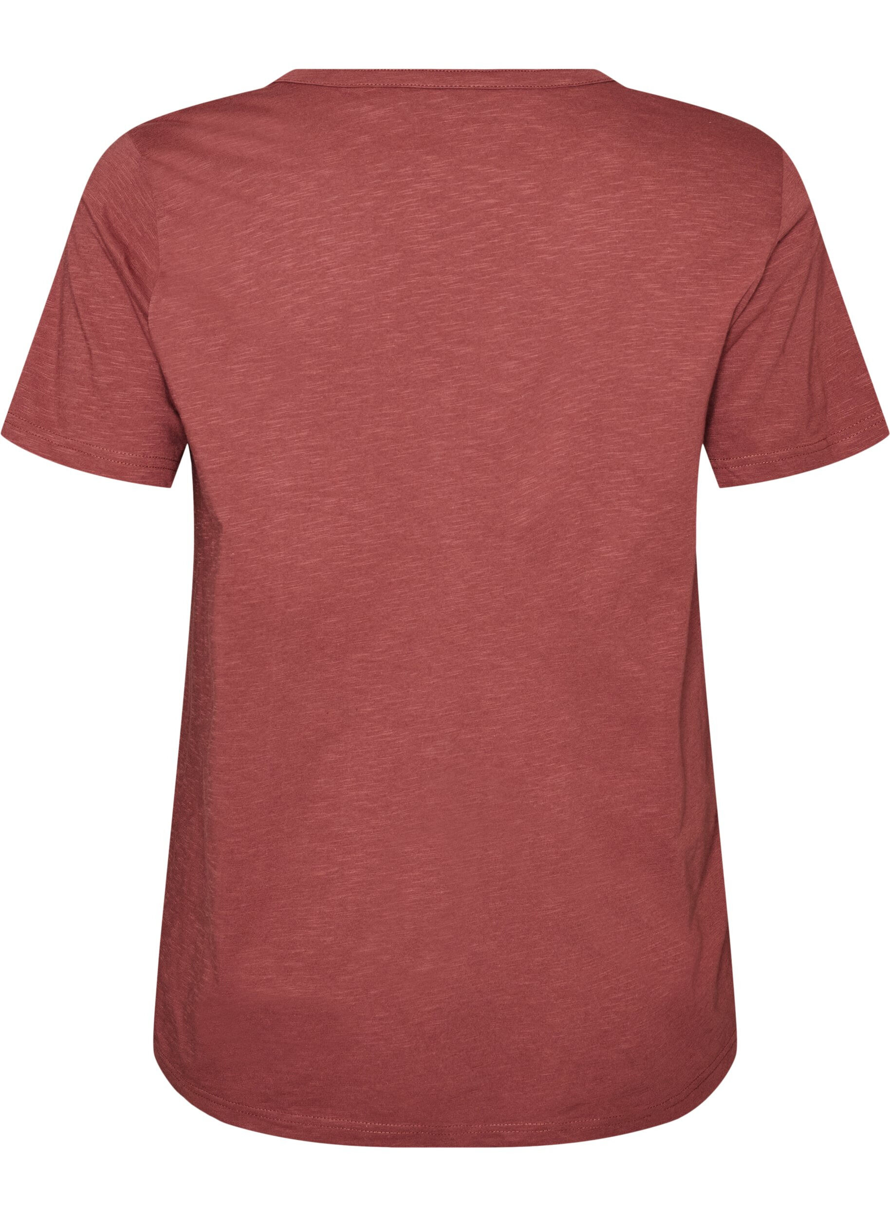 ZizziT-shirt med knappdetalj, Brun, Packshot image number 1