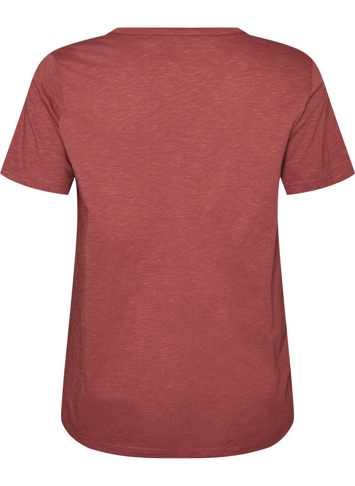 T-shirt med knappdetalj, Brun, Packshot image number 1