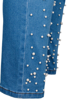 Emily jeans med tajt passform och pärlor, Light Blue, Packshot image number 3