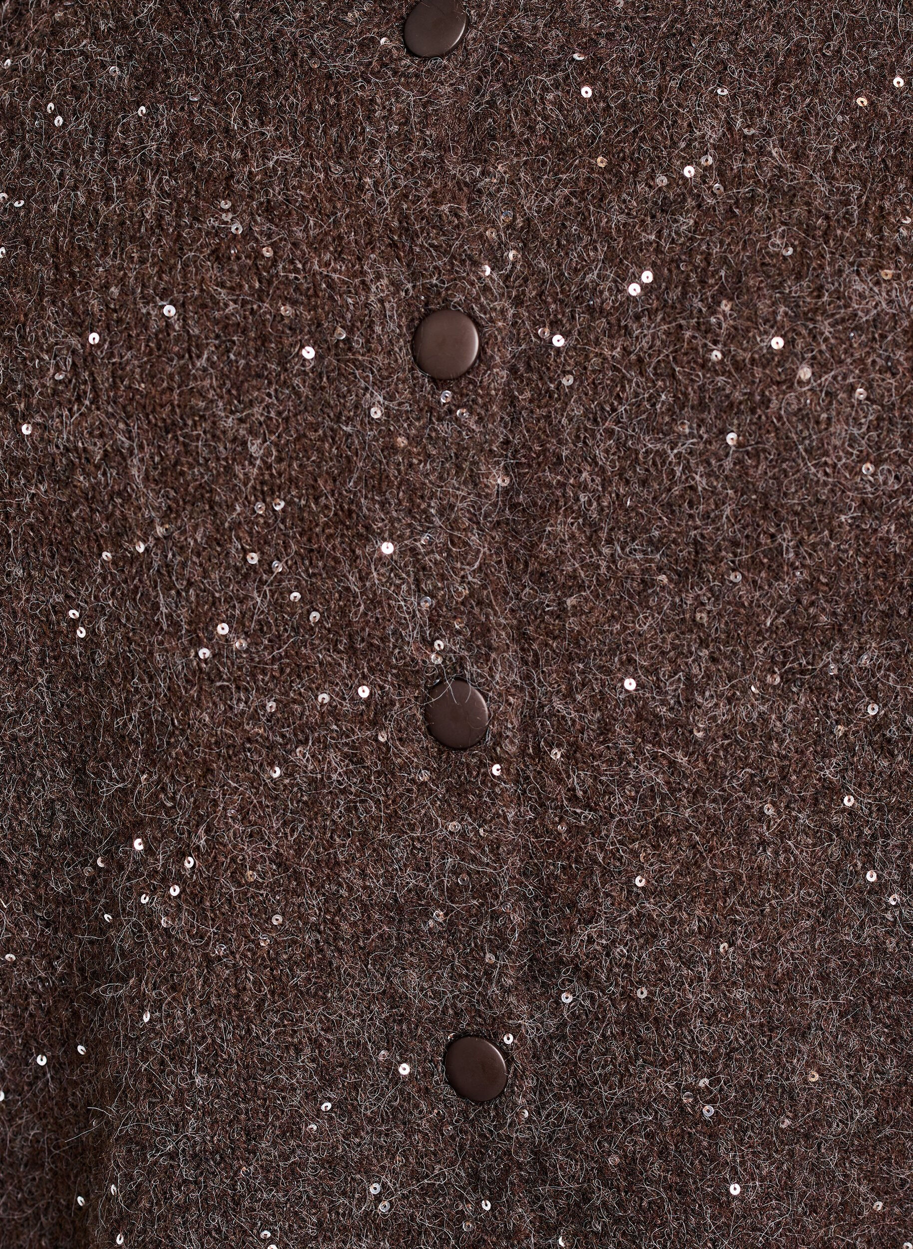 Zizzi Stickad kofta med paljetter, Brun, Packshot image number 2