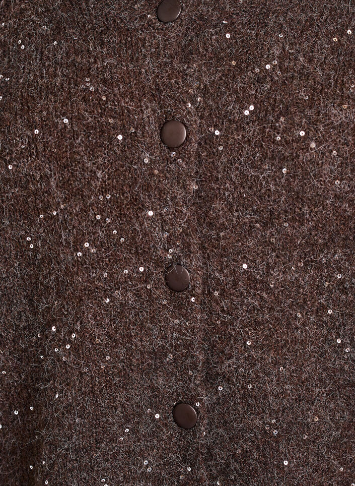 Stickad kofta med paljetter, Brun, Packshot image number 2