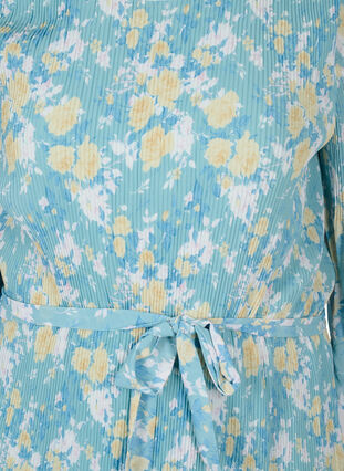 Plisserad klänning med mönster och knytband, Cameo Blue Flower, Packshot image number 2