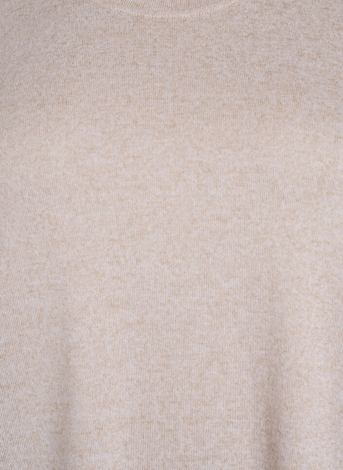 Blus med knappdetalj och korta puff&auml;rmar, Beige, Packshot image number 2