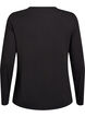 Enf&auml;rgad blus med l&aring;nga &auml;rmar, Svart, Packshot image number 1
