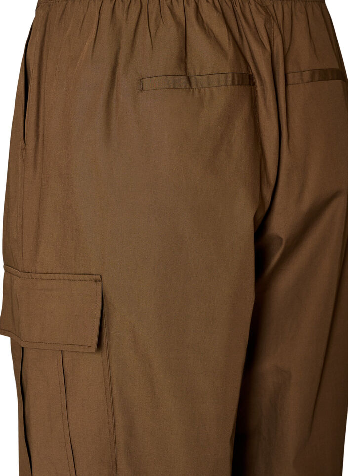 Cargobyxor i bomull med ballongben, Brun, Packshot image number 3