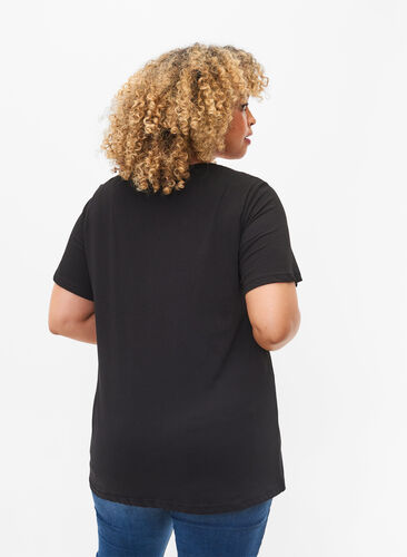 Bomulls t-shirt med ton-i-ton-tryck, Black Originality, Model image number 1