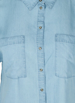 Kortärmad skjorta med bröstfickor, Light blue denim, Packshot image number 2
