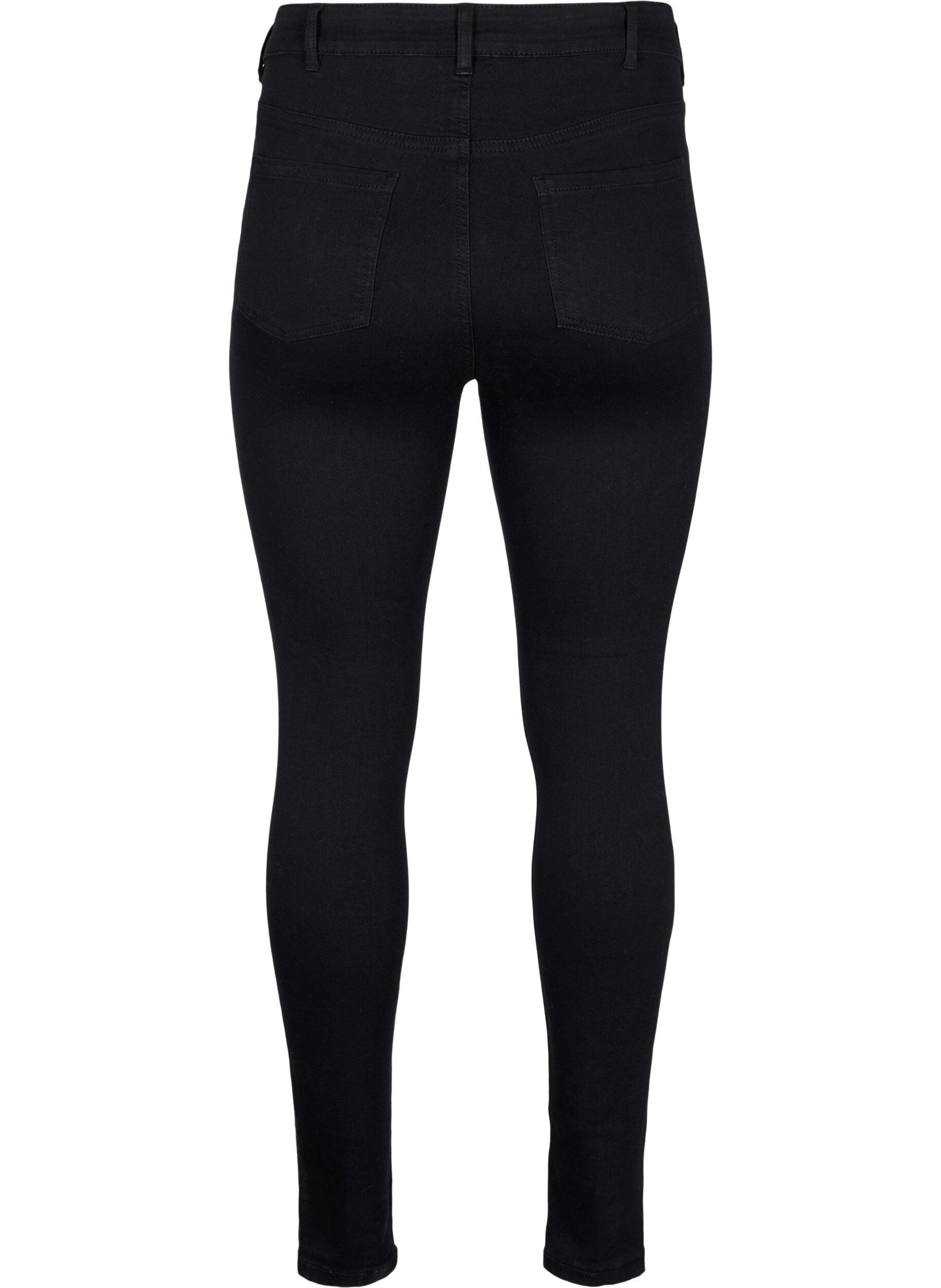 Zizzi Mycket &aring;tsittande jeans med h&ouml;g midja, Black, Packshot image number 1
