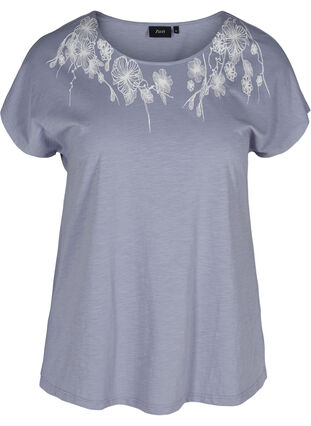 T-shirt i bomull med tryck längst upp, Silver Bullet FLOWER, Packshot image number 0