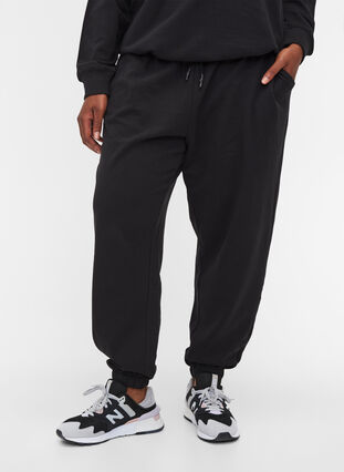 Lösa sweatpants med fickor, Black, Model image number 2