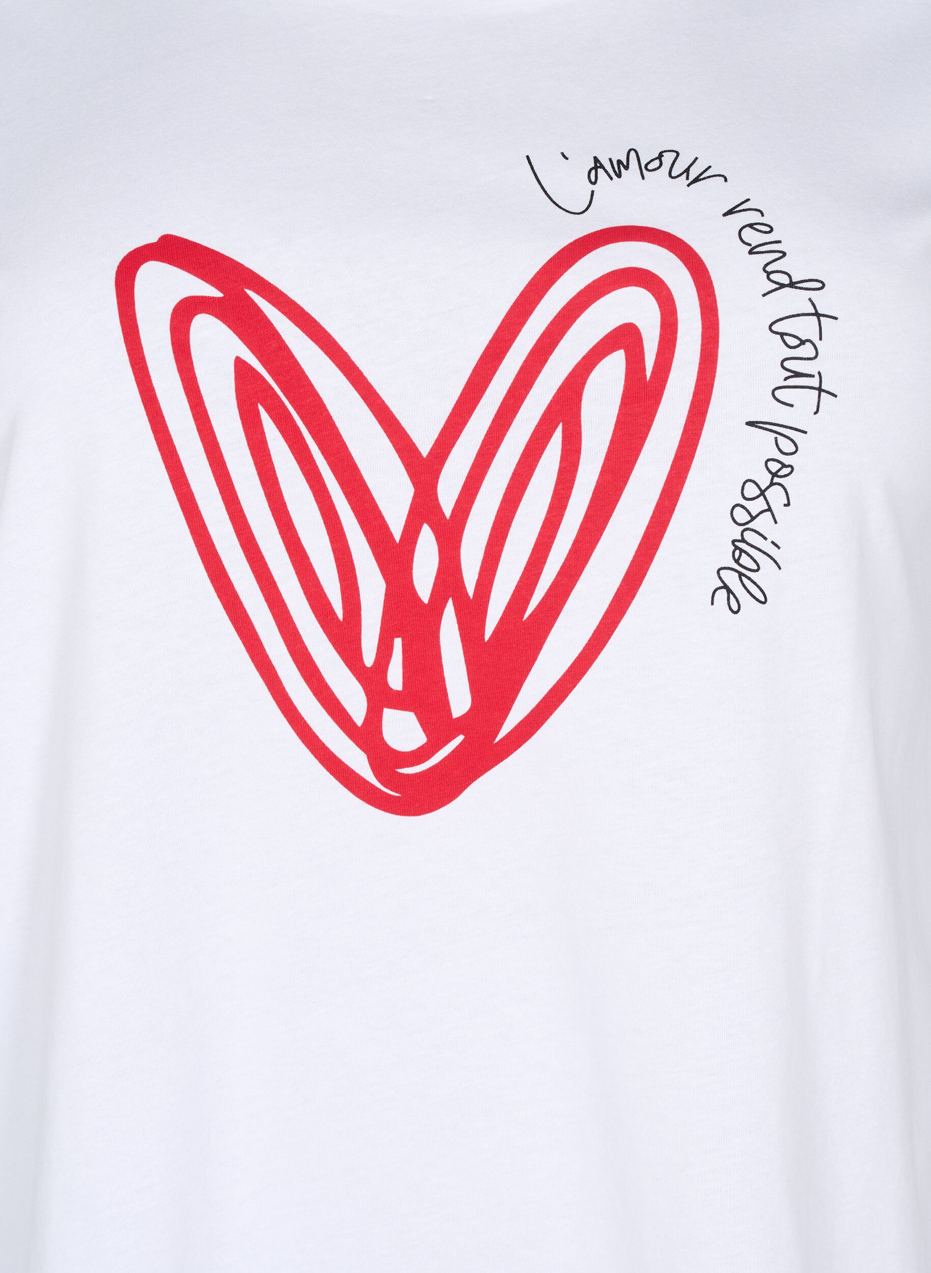 Zizzi T-shirt i bomull med motiv, Bright W. w. Heart, Packshot image number 2