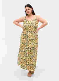 Maxiklänning i viskos, Yellow Summer AOP, Model