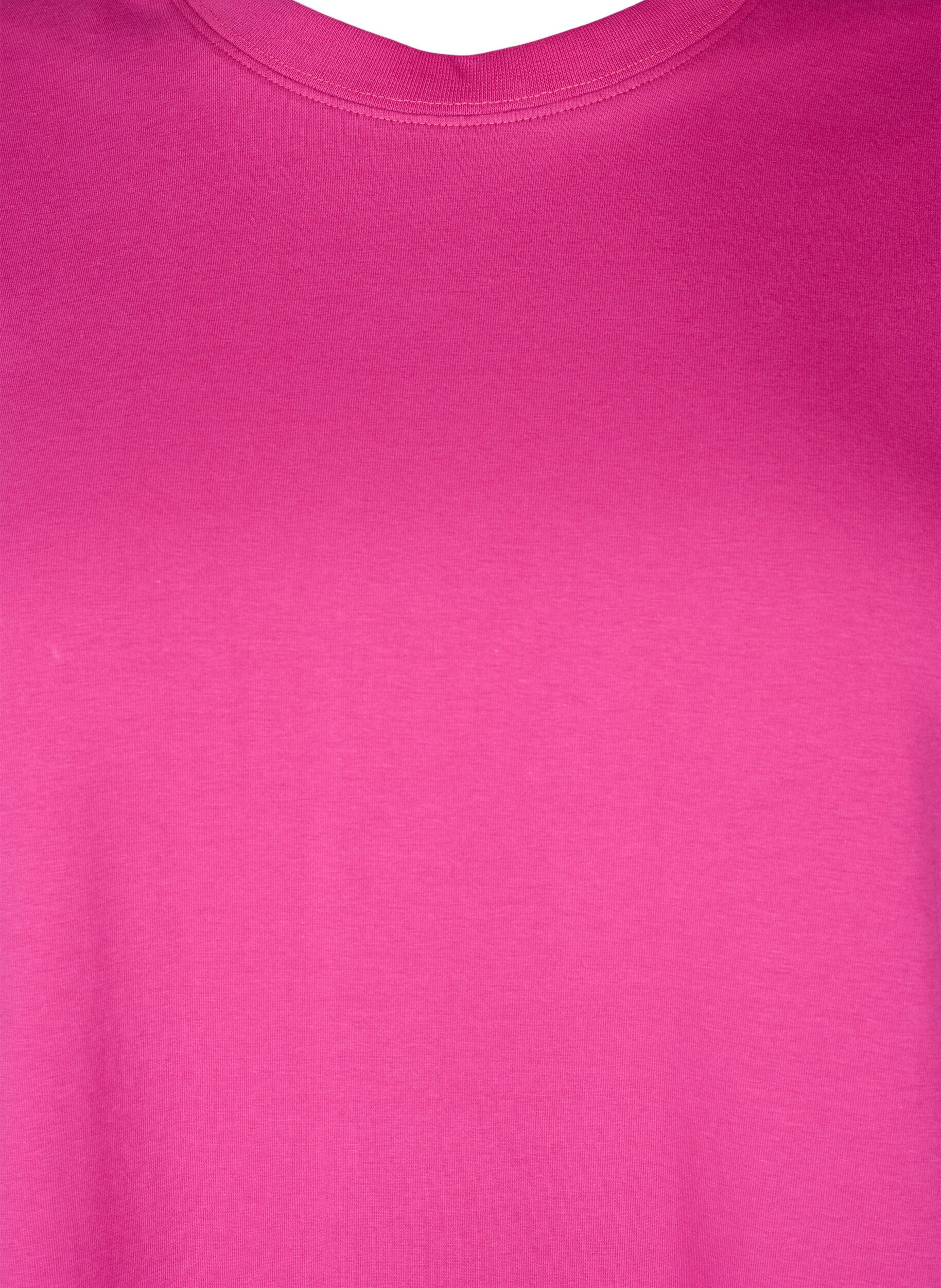Zizzi T-shirt i ekologisk bomull med rund halsringning, Raspberry Rose, Packshot image number 2