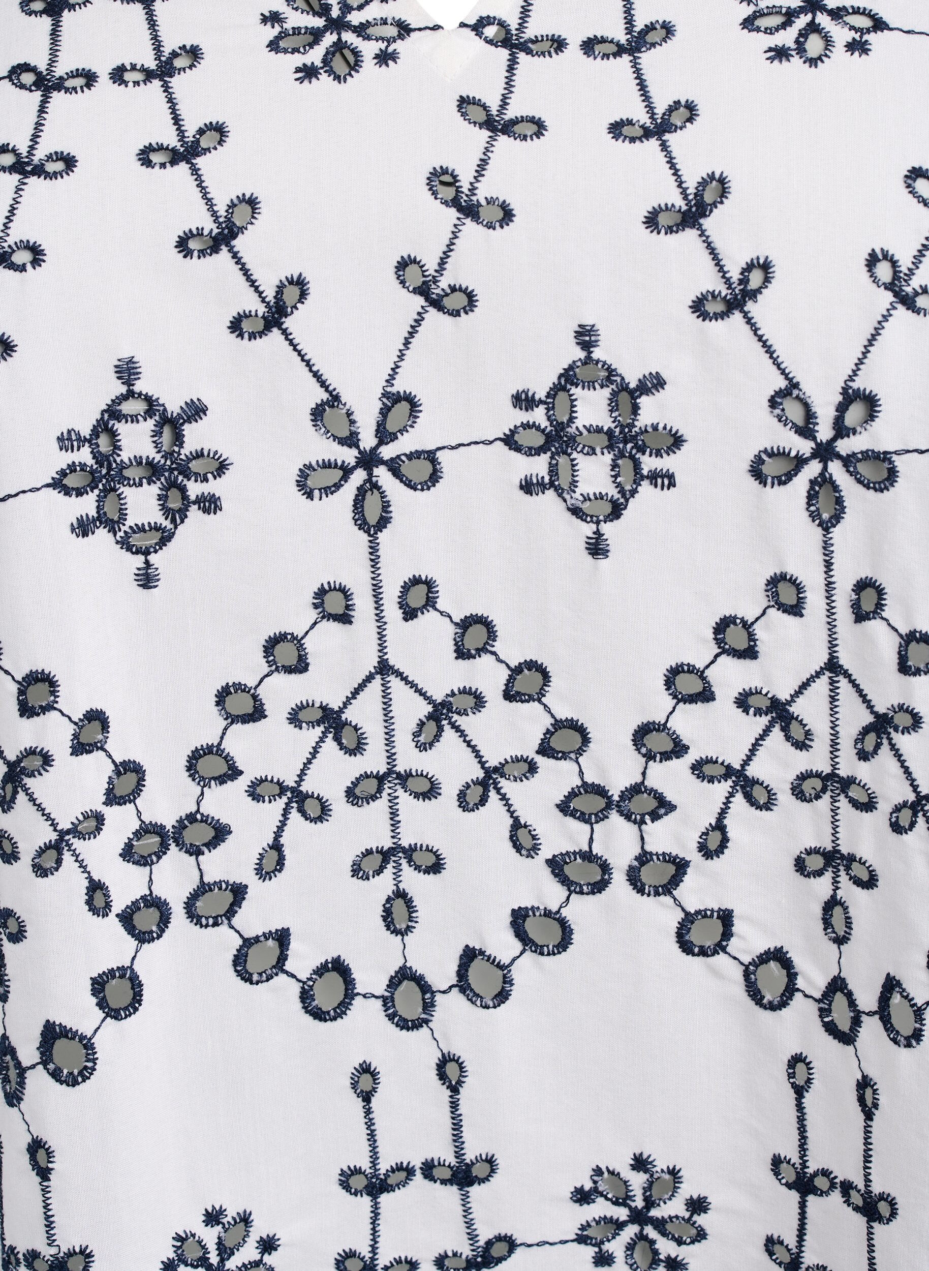 Zizzi Kl&auml;nning med kontrasterande broderi anglaise, White w. Navy Blazer, Packshot image number 2