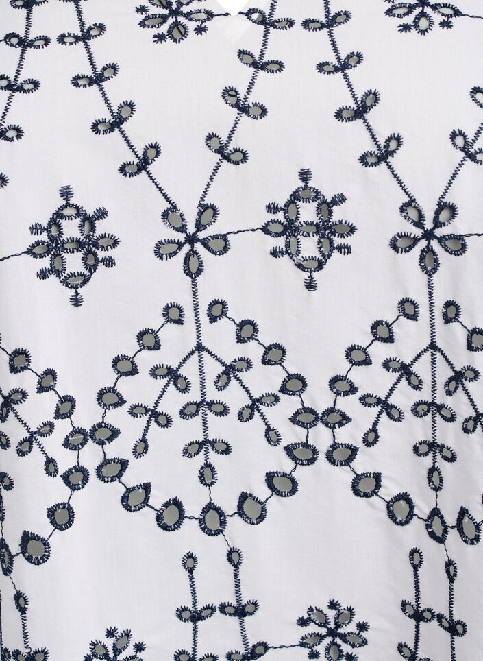 Klänning med kontrasterande broderi anglaise, White w. Navy Blazer, Packshot image number 2