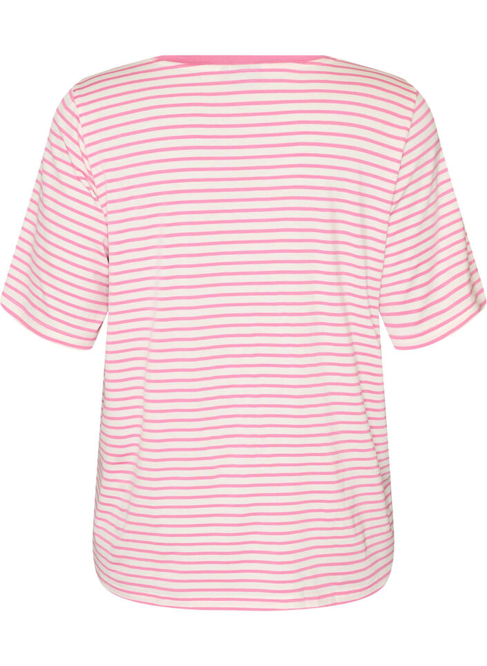 T-shirt i TENCEL&trade; Lyocell med r&auml;nder, Rosa, Packshot image number 1