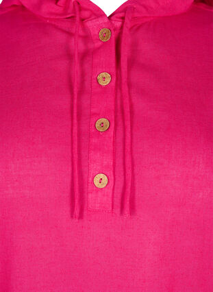 Tunika med huva i bomull och linne, Bright Rose, Packshot image number 2