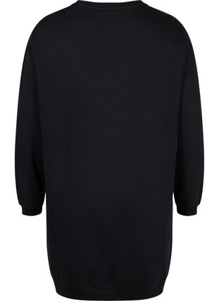 Tunika i sweatshirtmaterial med snörning, Black, Packshot image number 1