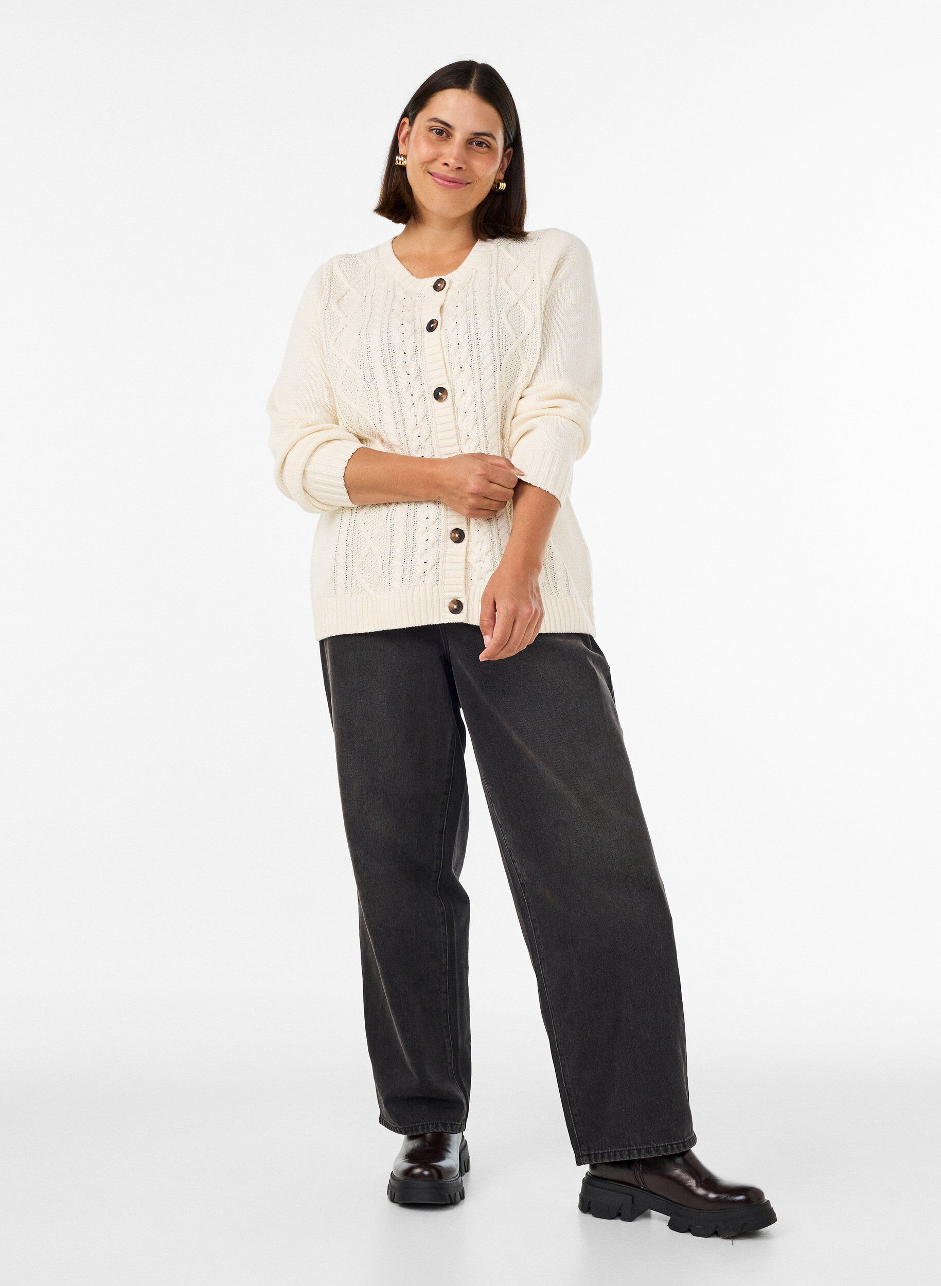 ZizziKofta med fl&auml;tm&ouml;nster, Vanilla, Model image number 1